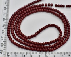 Бусина скло перли Ф 4 мм на волосіні  т червона