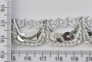 Тесьма парча шир 20мм №8943 срібло