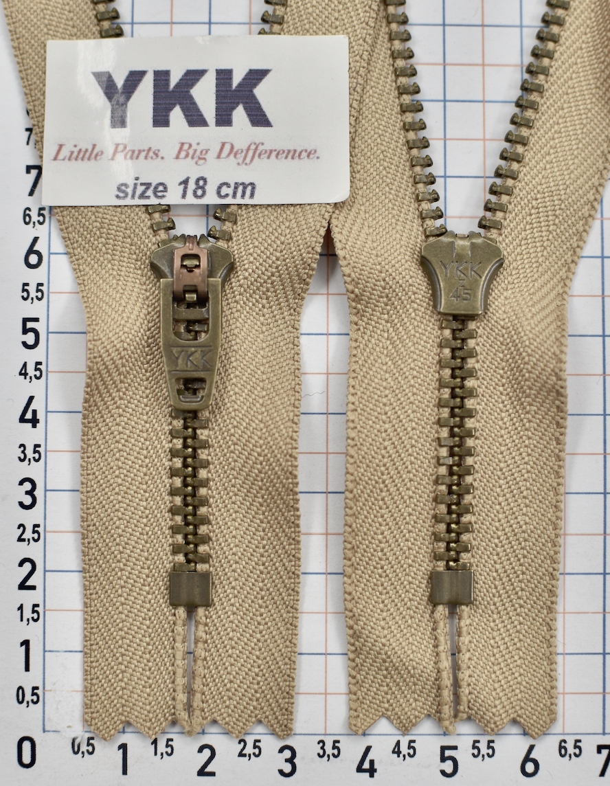 Блискавка метал № 4.5 джинсова антик YKK Японія 18см №893