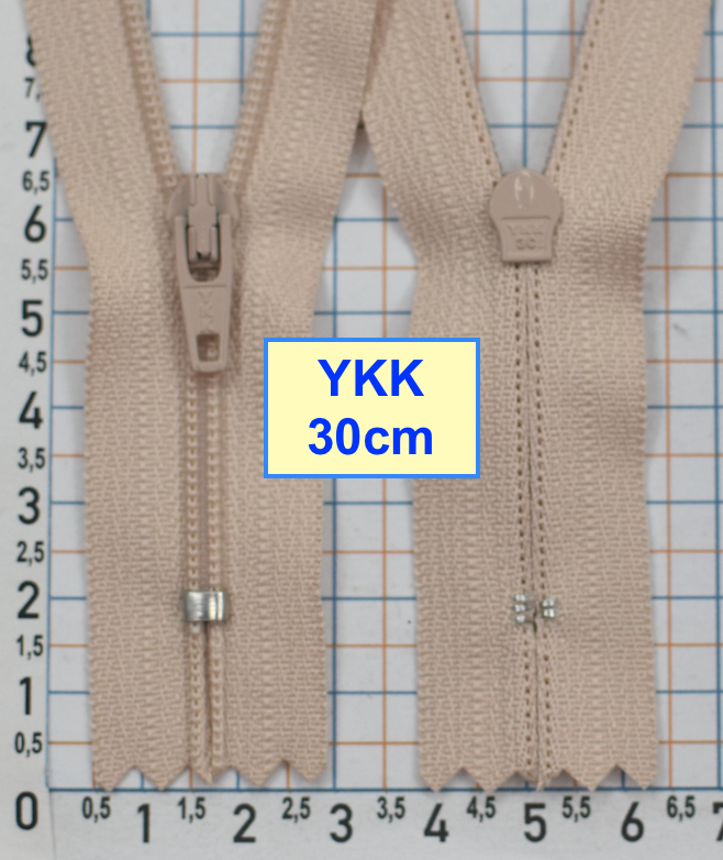 Блискавка 30см спіднично-брючна №3 YKK Японія блідо бежев (658)