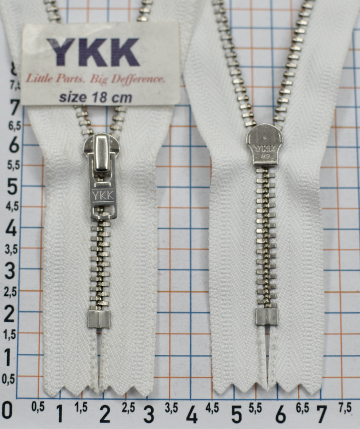 Блискавка 18см метал №3 YKK Японія білий (2)
