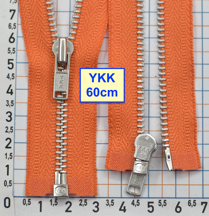 Блискавка 60см метал алюм №3 YKK Японія  оранж (969)