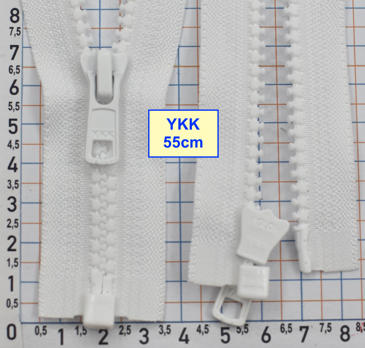 Блискавка трактор № 5 YKK Японія 55см  білий (2)