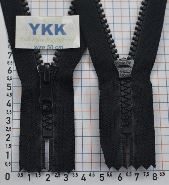 Блискавка 50см трактор №5 YKK Японія VSC-56-DA-E-P14N чорна