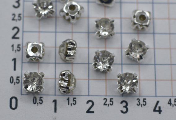 Пришивних елемент (скло) в оправі (ss30 = 6.5mm) дзеркальний