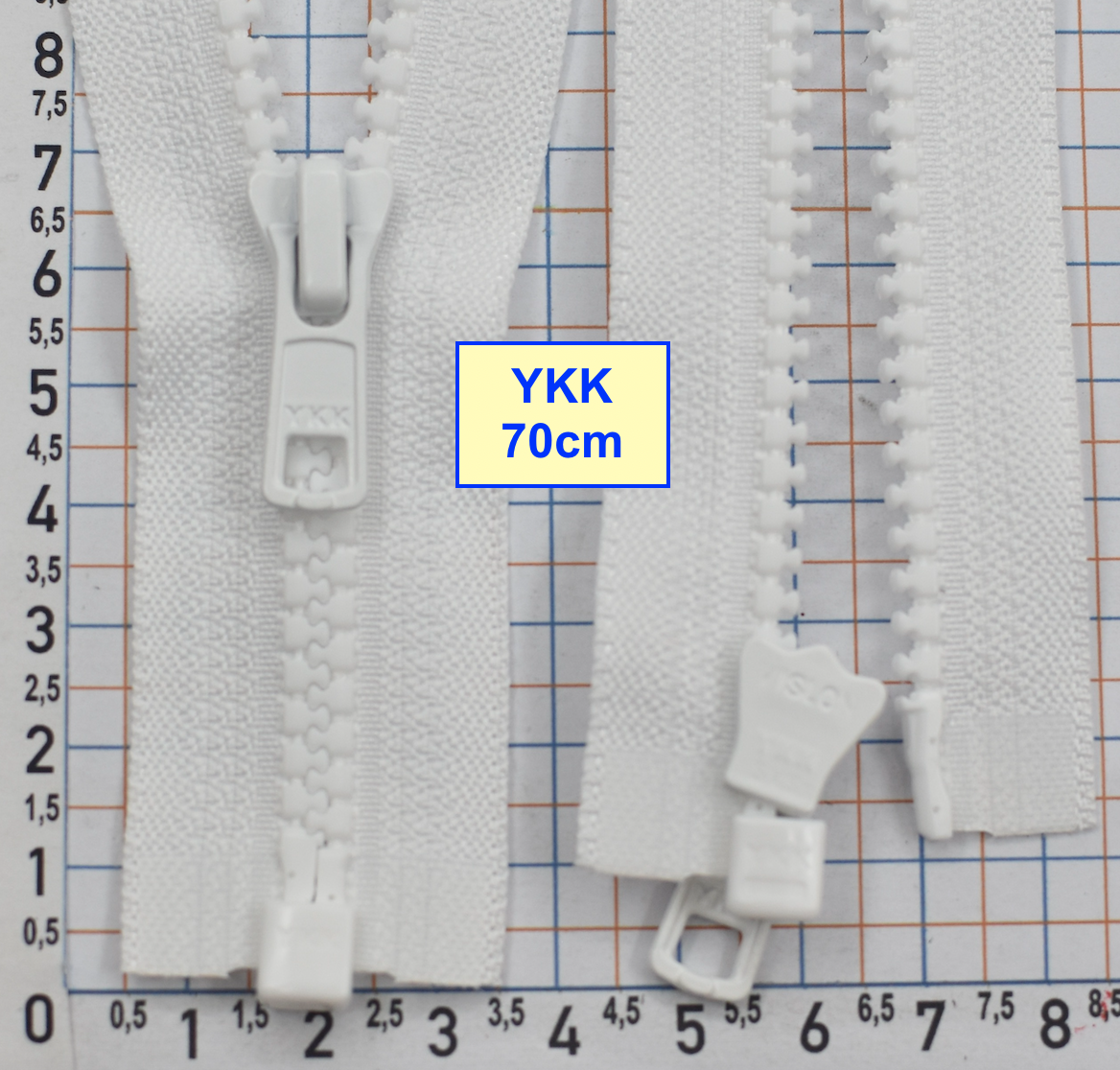 Блискавка трактор №5 YKK Японія 70см  білий (2)