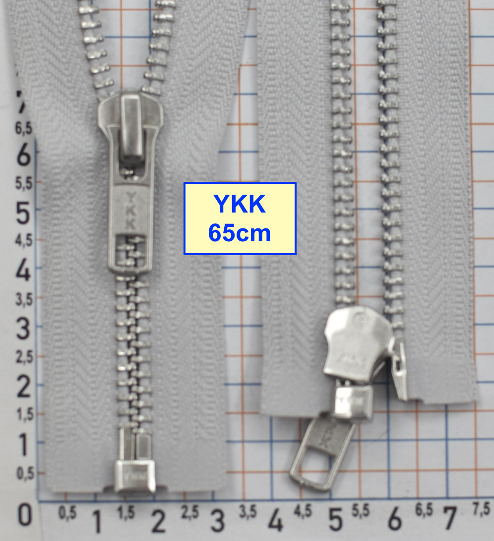 Блискавка 65см метал алюм № 5 YKK Японія  біло алюминев (507)