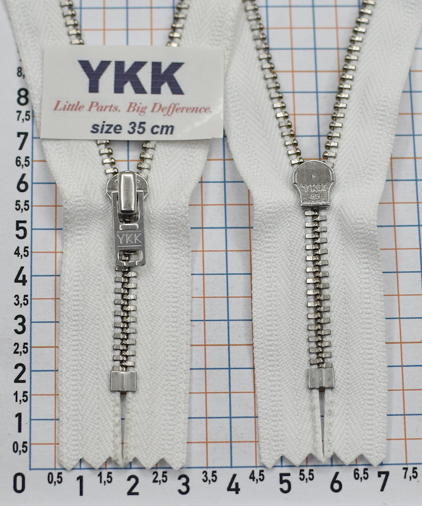 Блискавка 35см метал №3 YKK Японія білий (2)