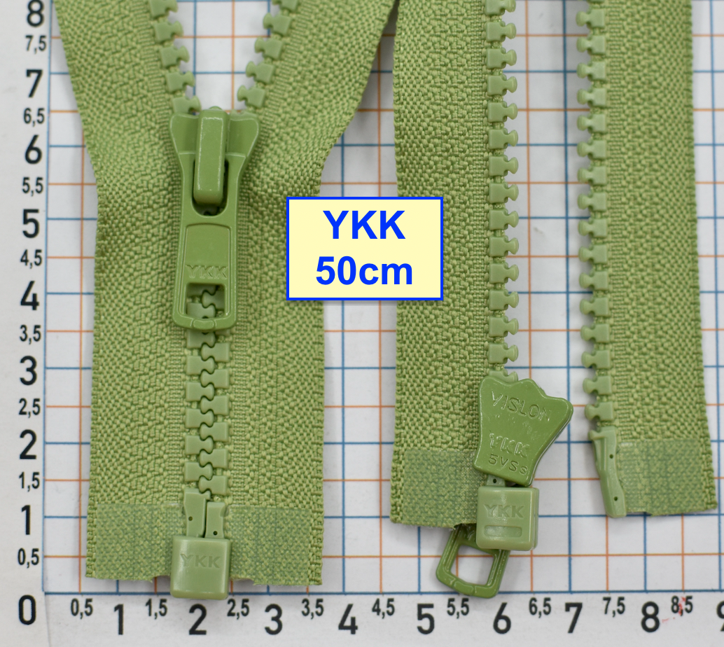 Блискавка трактор № 5 YKK Японія 50см  блідо зелень (1032)