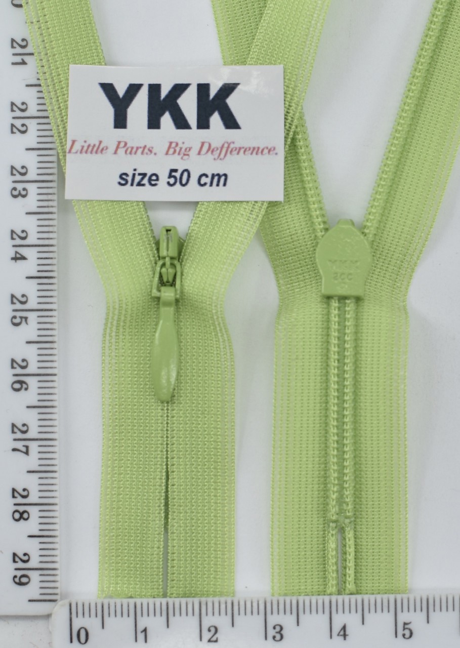 Блискавка спіраль №2 YKK Японія потайна нейлон 50см (041) св салат