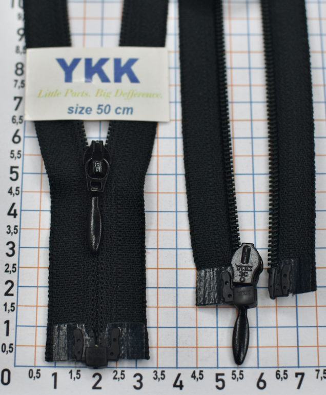 Блискавка 50см спіраль №3 YKK Японія CFOR-36-DAVDR2- E-P12N-REVERSE чорна