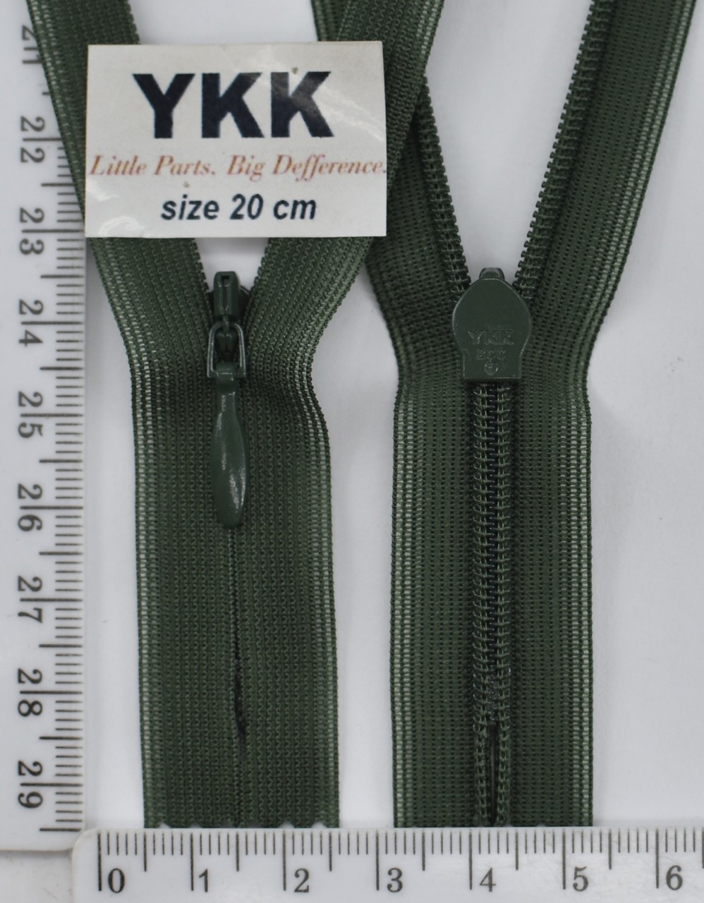 Блискавка спіраль №2 YKK Японія потайна нейлон 20см (870) гр зелен