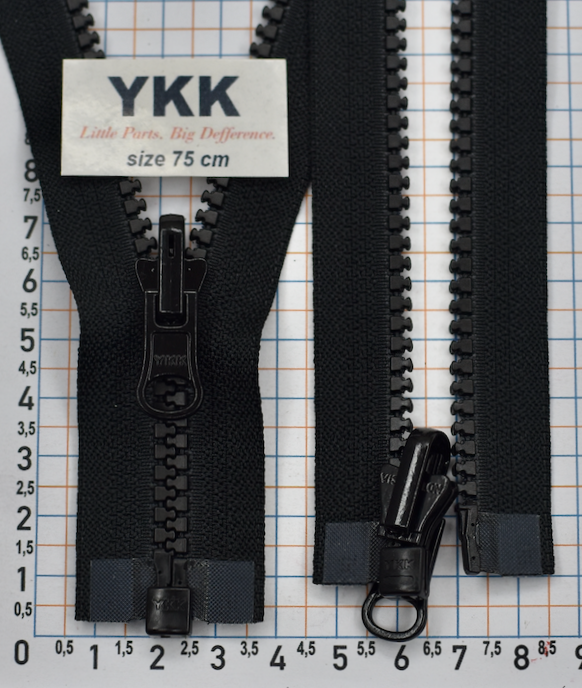 Блискавка 75см трактор двосторонній №5 YKK Японія VSOR-56-DU-E-P14N чорна