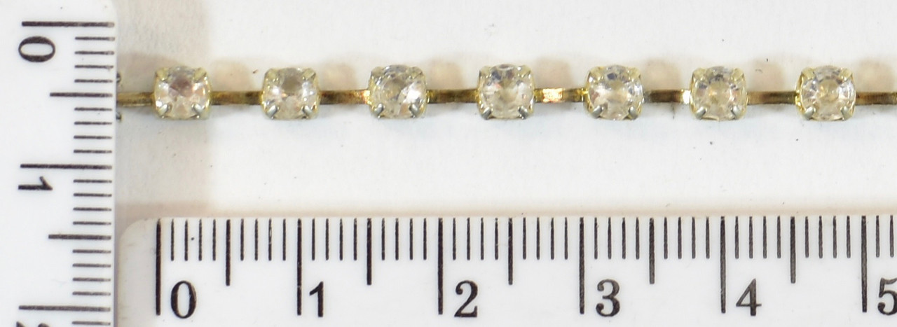 Стрази пластик (ss16 = 4 мм) на жёлезной стрічці Crystal AB уп = 9.2м