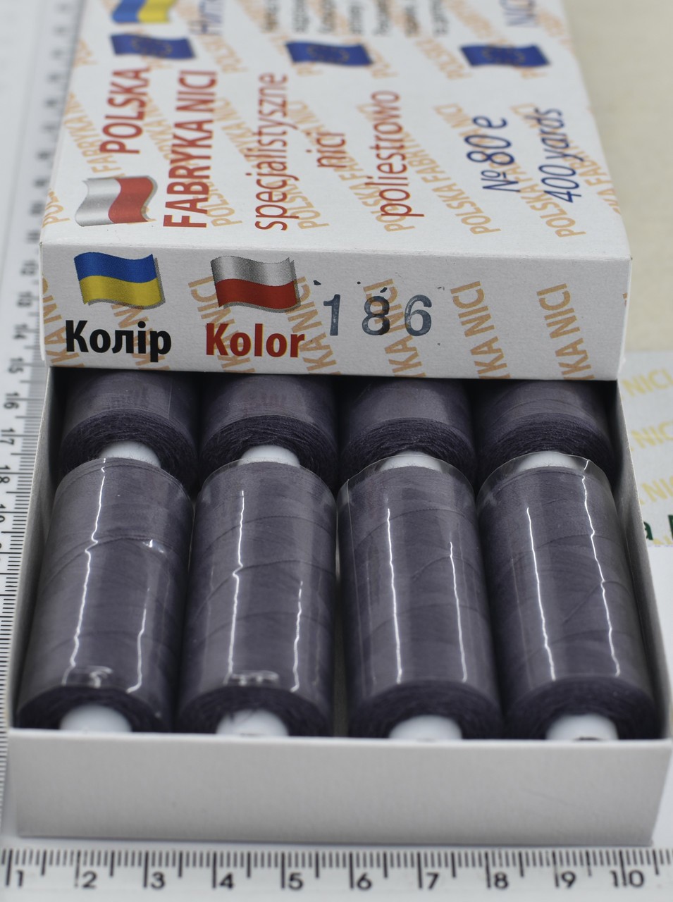 Нитка поліестер армовані №80 (аналог №40 / 2) 400ярд Польща №186
