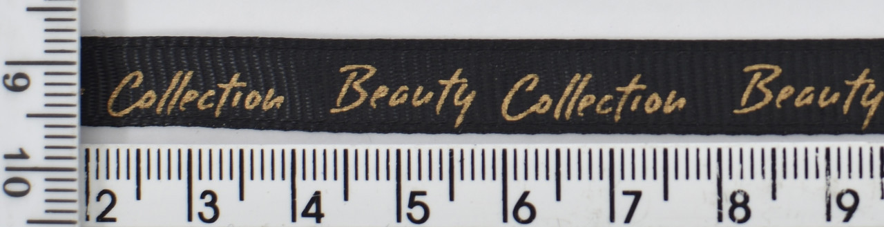 Стрічка репсова шир = 1см з рісункуом BEUTY черн