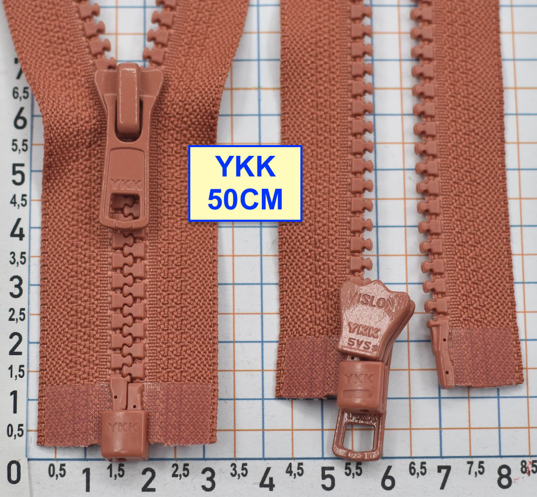 Блискавка трактор № 5 YKK Японія 50см  св цеглово бордов (1037)