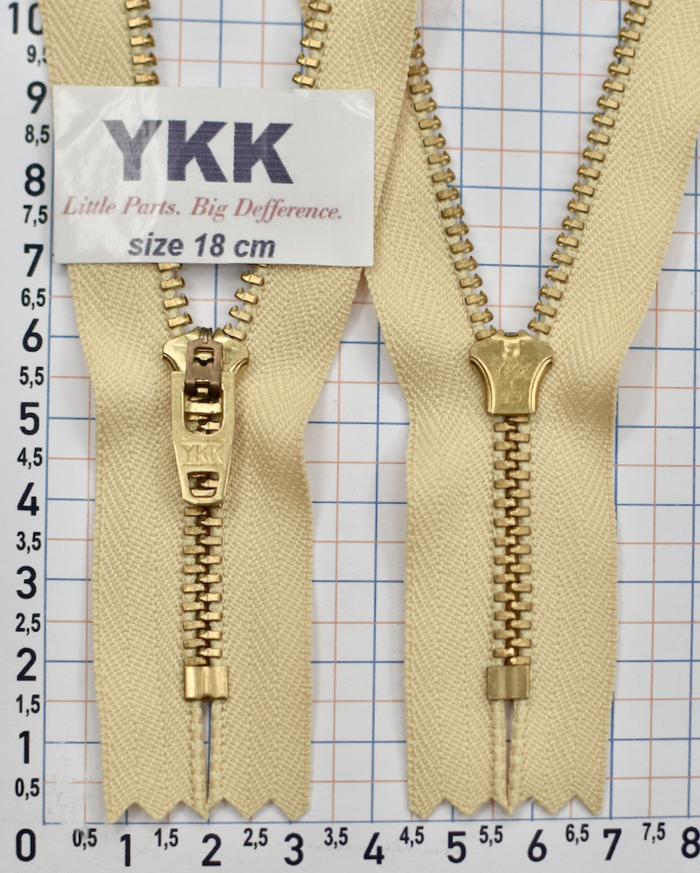 Блискавка метал джинсова №4 YKK Японія 18см св.беж (129)