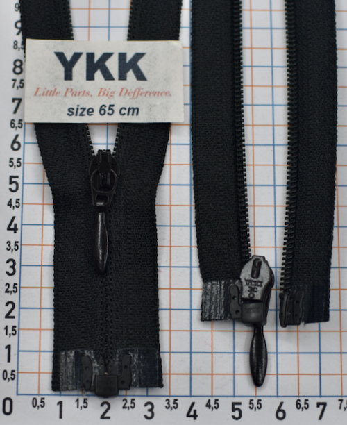 Блискавка 65см спіраль №3 YKK Японія CFOR-36-DAVDR2- E-P12N-REVERSE чорна