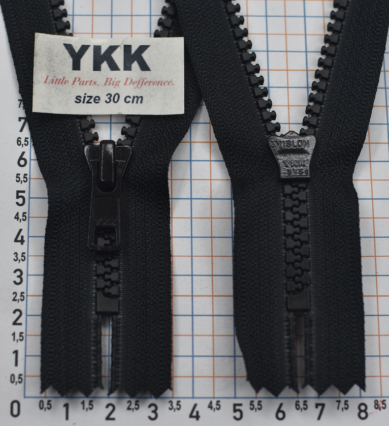 Блискавка 30см трактор №5 YKK Японія VSC-56-DA-E-P14N чорна