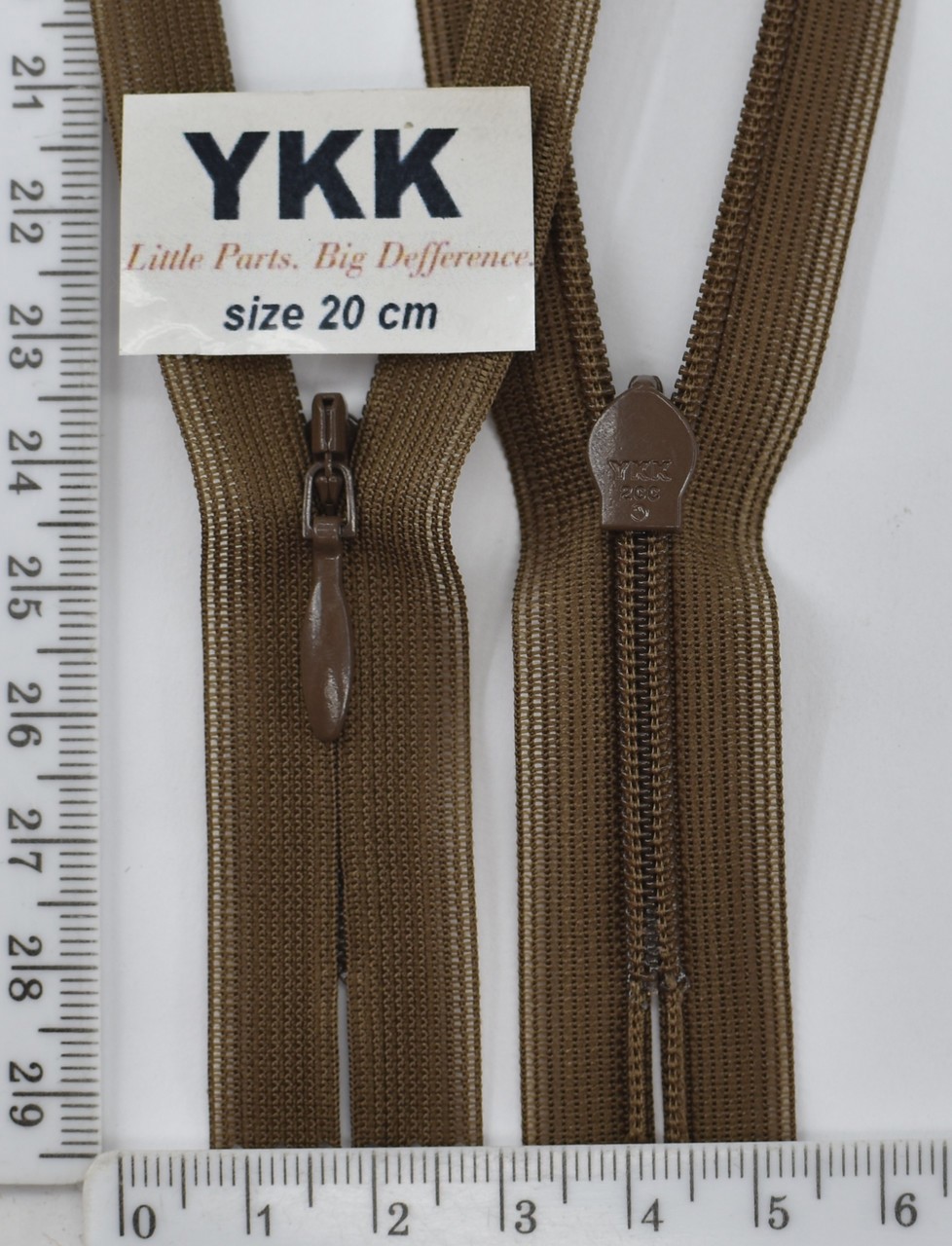 Блискавка спіраль №2 YKK Японія потайна нейлон 20см (161) коричн хакі