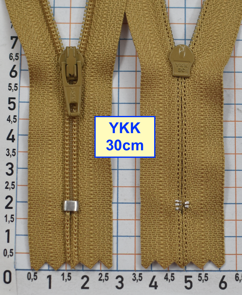Блискавка 30см спіральна №3 YKK Японія світло гірчичн хакі (608)