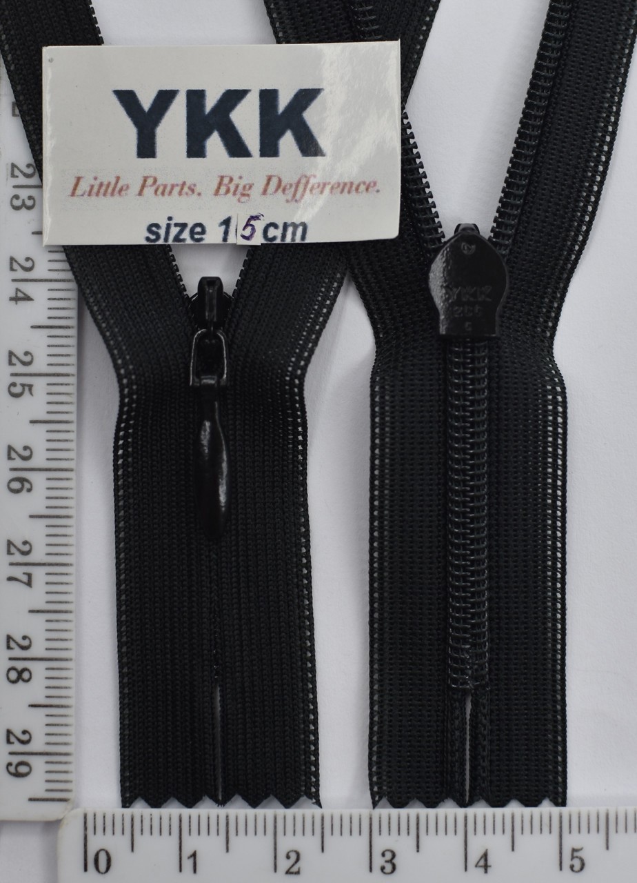 Блискавка спіраль №2 YKK Японія потайна нейлон 15см чорна (580)