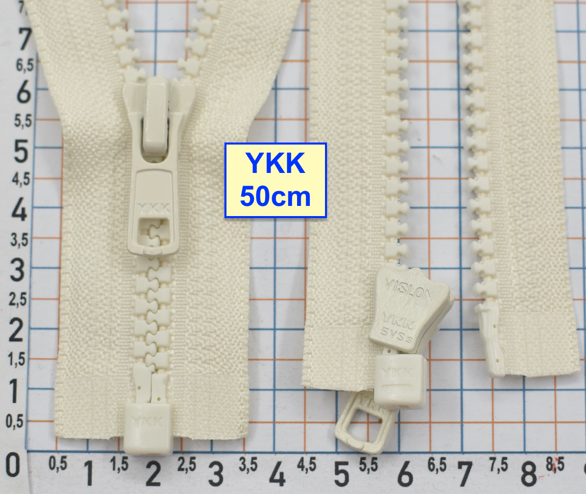 Блискавка трактор № 5 YKK Японія 50см  блідо бежево молочн (1010)