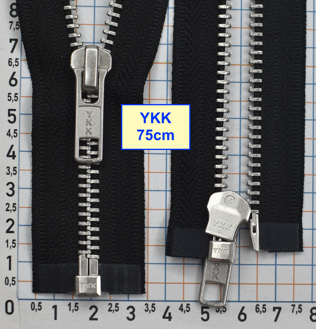 Блискавка 75см метал алюм № 5 YKK Японія чорний (1)