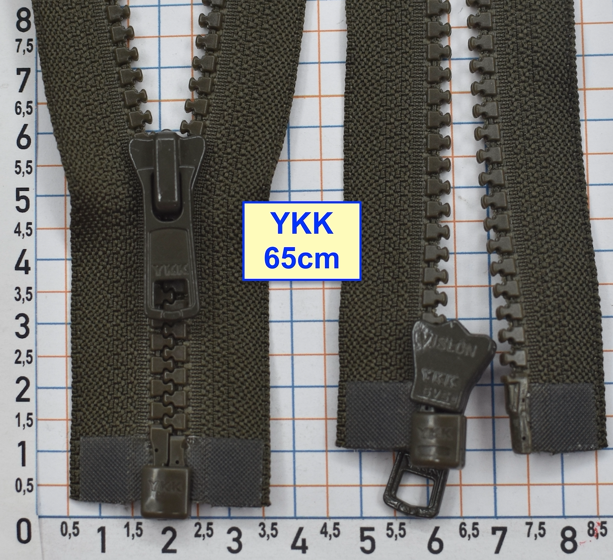 Блискавка трактор № 5 YKK Японія 65см  темн хакі (760)