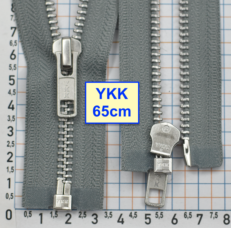 Блискавка 65см метал алюм № 5 YKK Японія  світло сіро смарагдов  (726)