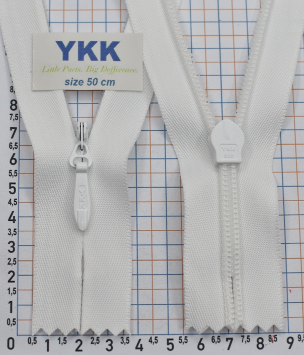 Блискавка 50см №5 YKK Японія потайна бабовна +п/є CHC-56-DADR2-E біла