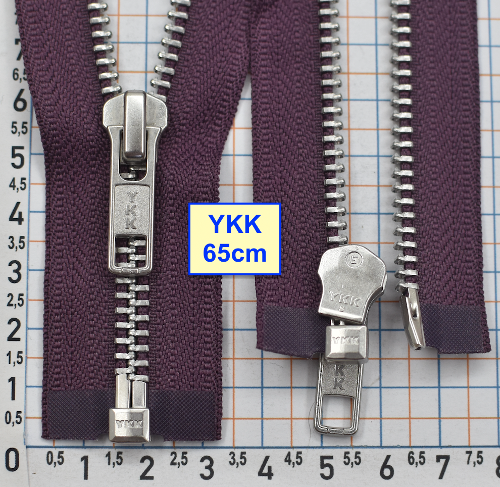 Блискавка 65см метал алюм № 5 YKK Японія  пурпуров (242)