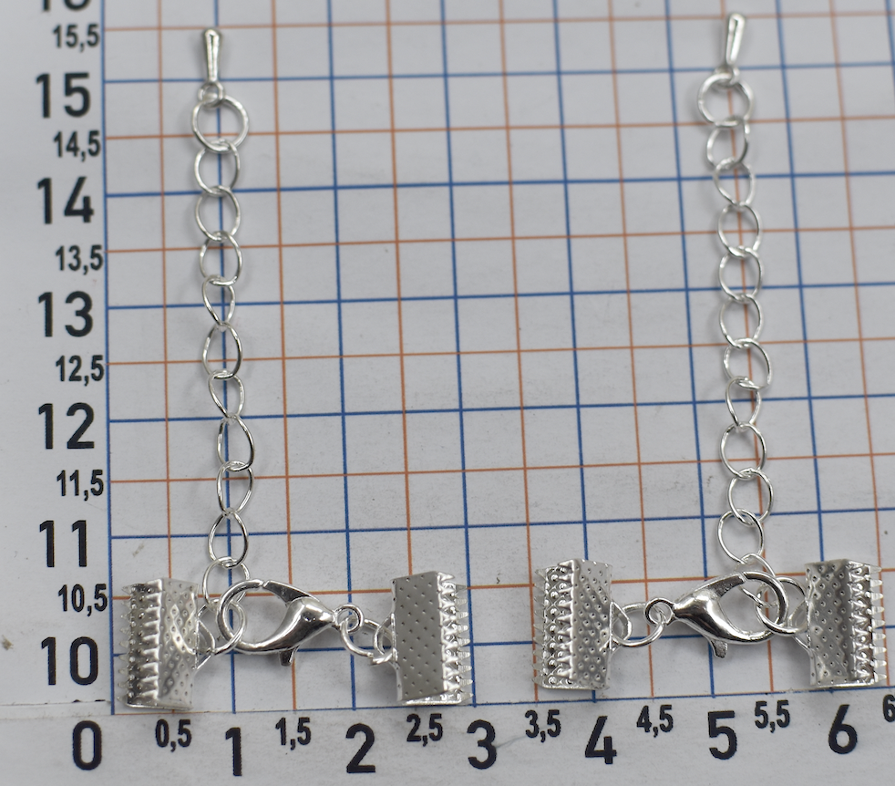 Кінцевик із застібкою на стрічку шир 10мм срібло