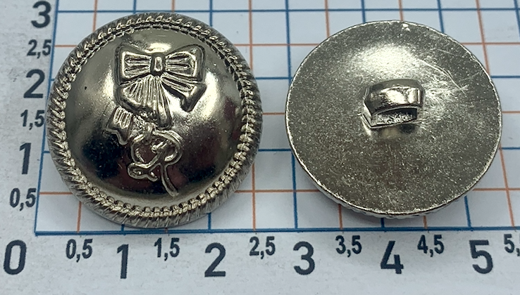 Гудзик на ніжці ф 25мм темне срібло