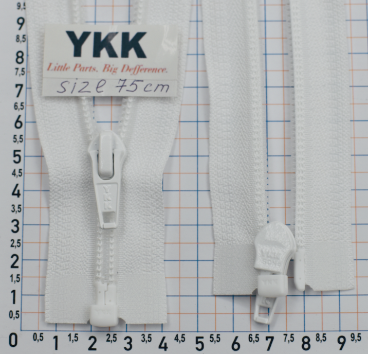 Блискавка спіраль № 5 YKK Японія разьемна 75см біла