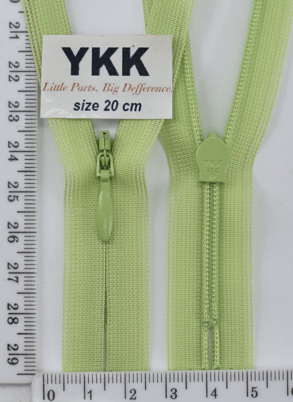 Блискавка спіраль №2 YKK Японія потайна нейлон 20см (041) св салат