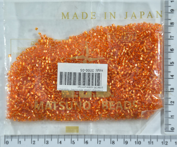 Стеклярус рубка "MATSUNO" Японія 50гр №136 оранж