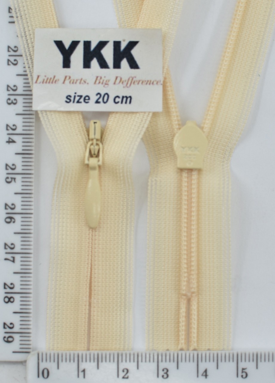 Блискавка спіраль №2 YKK Японія потайна нейлон 20см (805) біло-жовтий